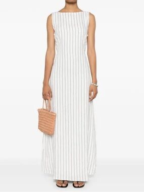 Faithfull the Brand Striped Linen Nahna Maxi Dress White 6